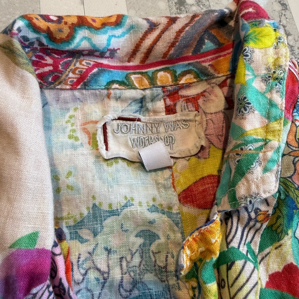 Johnny Was Colorful Floral Shirt - Picture 2 of 5